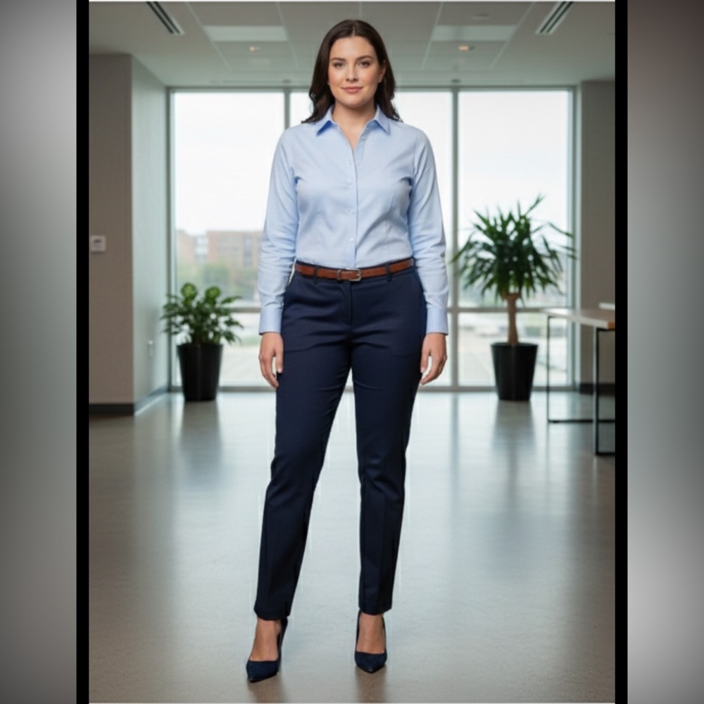 Jones New York Signature Grace Ankle Pants Women’s Navy Tapered Straight Leg 10